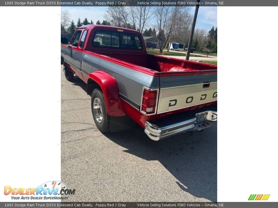1993 Dodge Ram Truck D350 Extended Cab Dually Poppy Red / Gray Photo #10