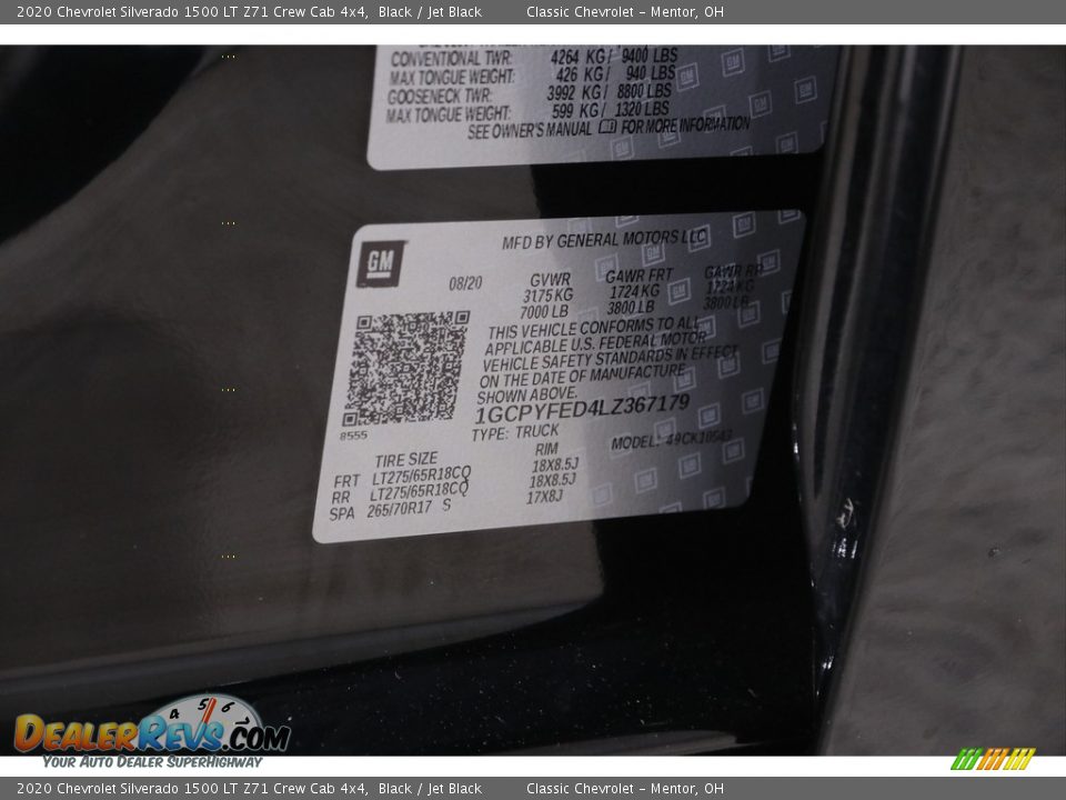 2020 Chevrolet Silverado 1500 LT Z71 Crew Cab 4x4 Black / Jet Black Photo #23