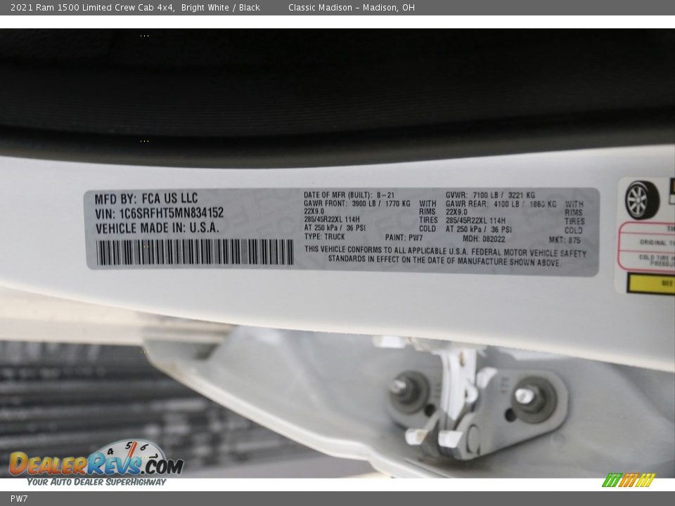 Ram Color Code PW7 Bright White