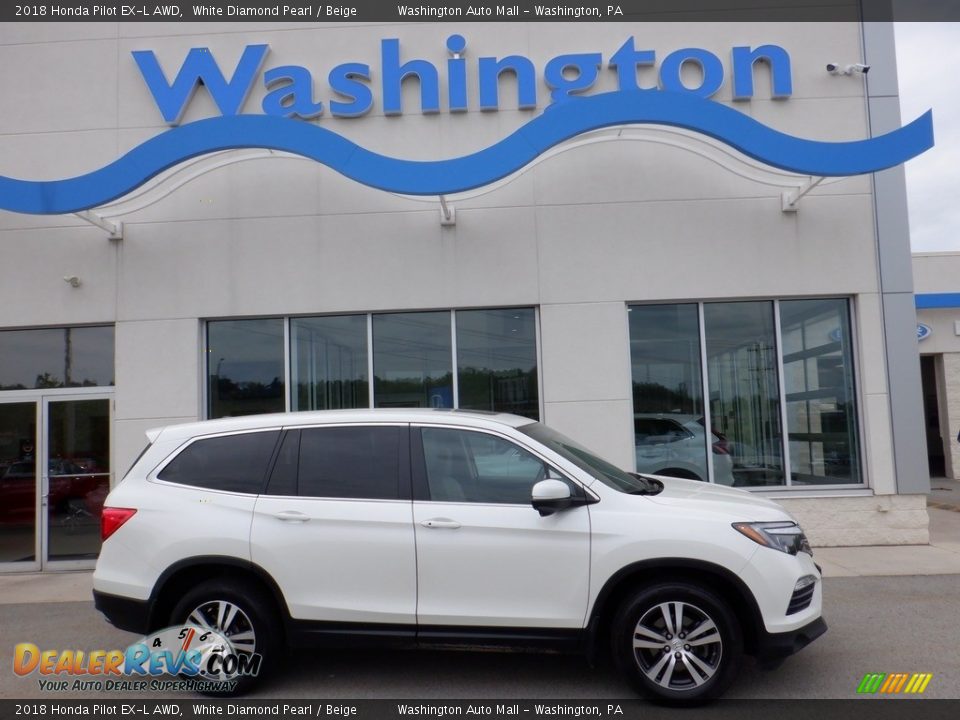 2018 Honda Pilot EX-L AWD White Diamond Pearl / Beige Photo #2