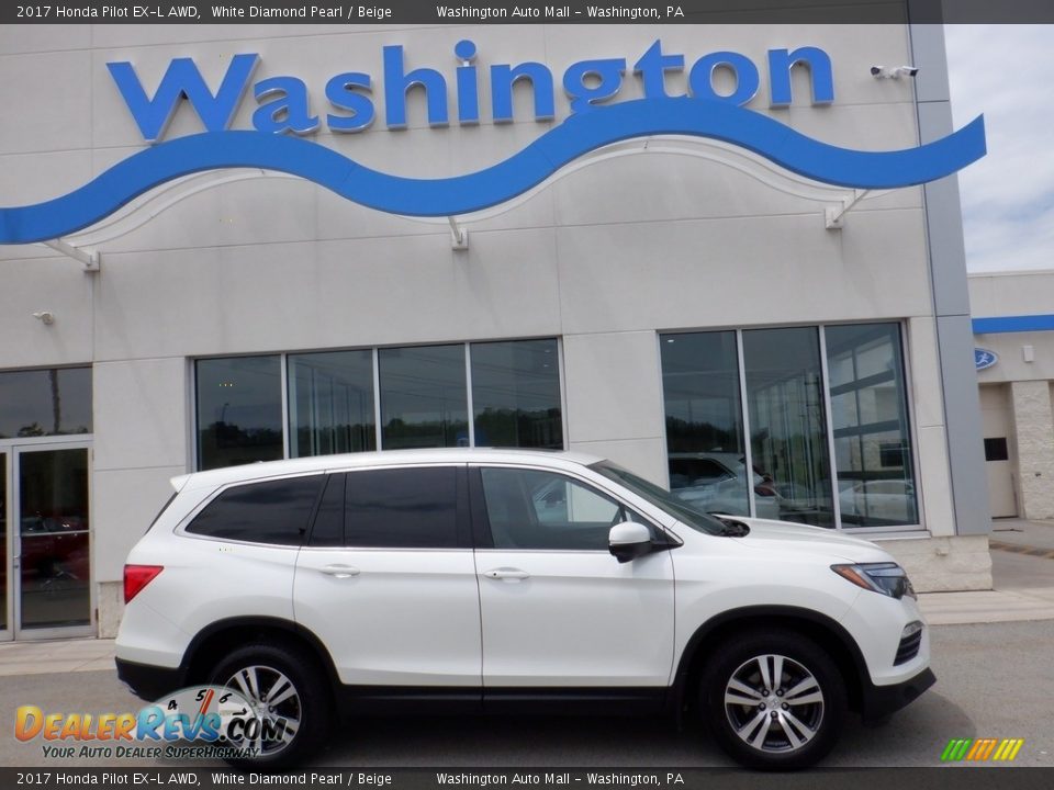 2017 Honda Pilot EX-L AWD White Diamond Pearl / Beige Photo #2