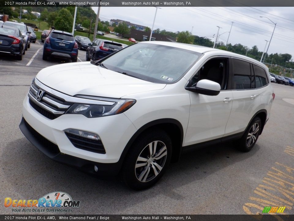 2017 Honda Pilot EX-L AWD White Diamond Pearl / Beige Photo #6