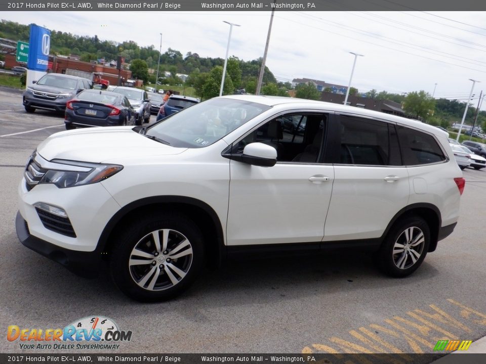 2017 Honda Pilot EX-L AWD White Diamond Pearl / Beige Photo #7