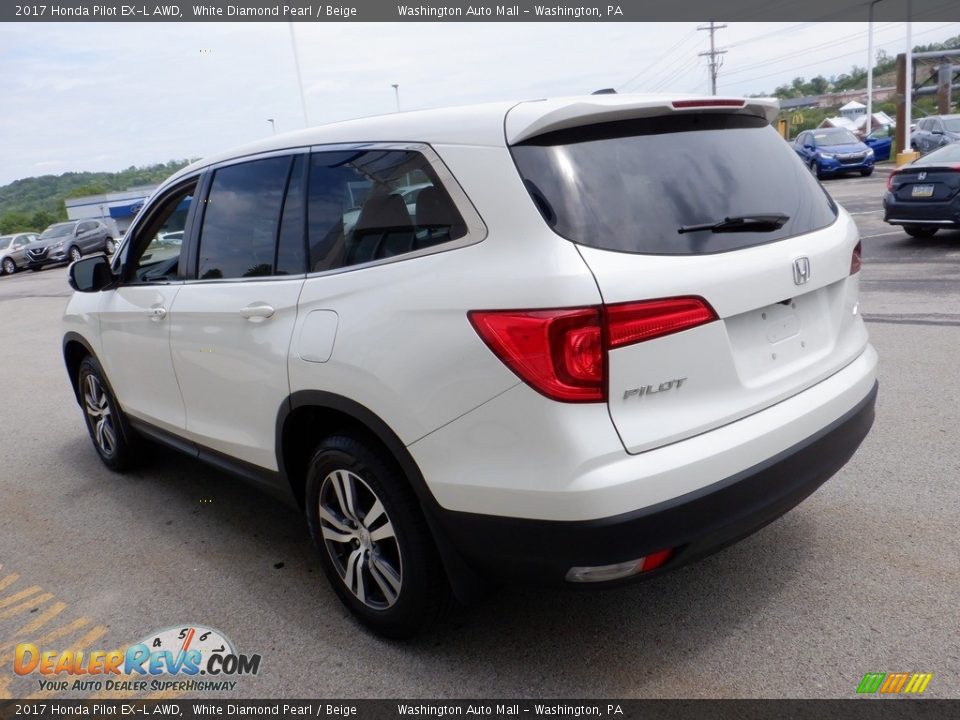 2017 Honda Pilot EX-L AWD White Diamond Pearl / Beige Photo #8