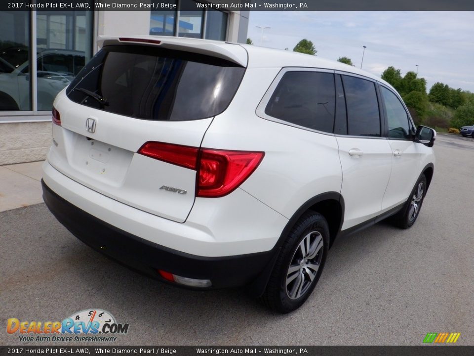 2017 Honda Pilot EX-L AWD White Diamond Pearl / Beige Photo #10