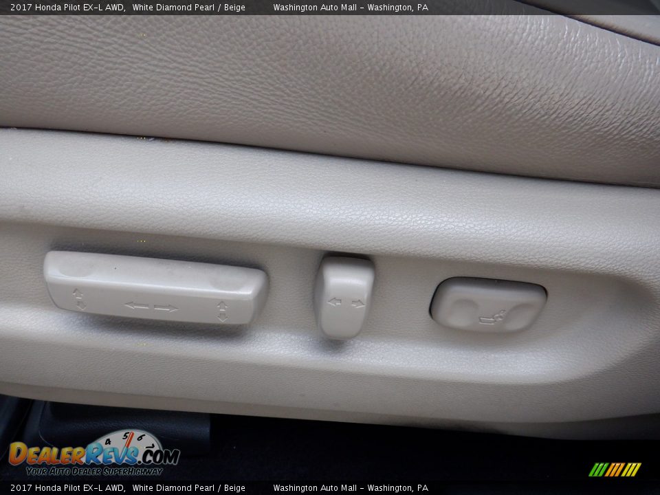 2017 Honda Pilot EX-L AWD White Diamond Pearl / Beige Photo #14