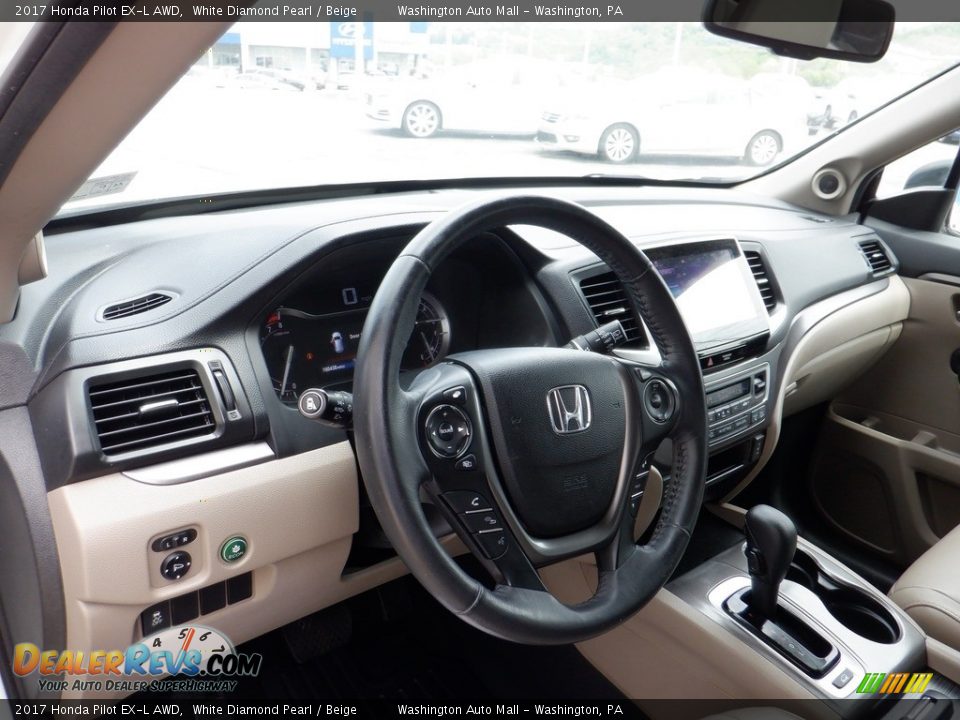 2017 Honda Pilot EX-L AWD White Diamond Pearl / Beige Photo #15