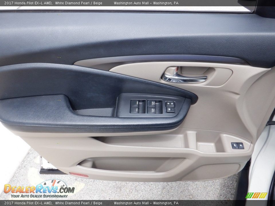 2017 Honda Pilot EX-L AWD White Diamond Pearl / Beige Photo #17