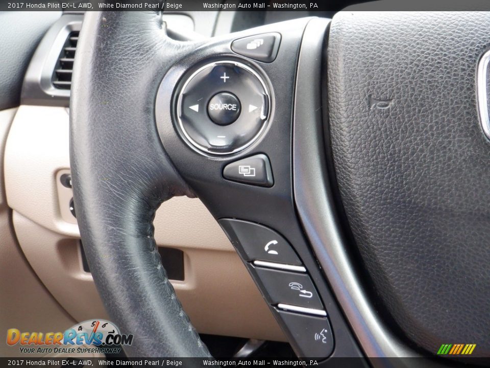 2017 Honda Pilot EX-L AWD White Diamond Pearl / Beige Photo #27
