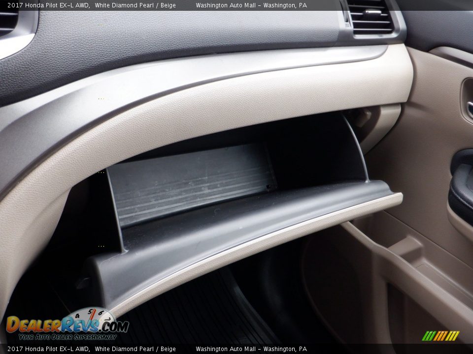 2017 Honda Pilot EX-L AWD White Diamond Pearl / Beige Photo #29