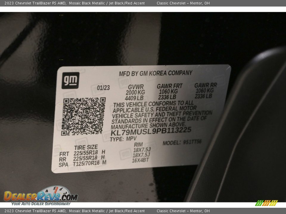 2023 Chevrolet TrailBlazer RS AWD Mosaic Black Metallic / Jet Black/Red Accent Photo #26