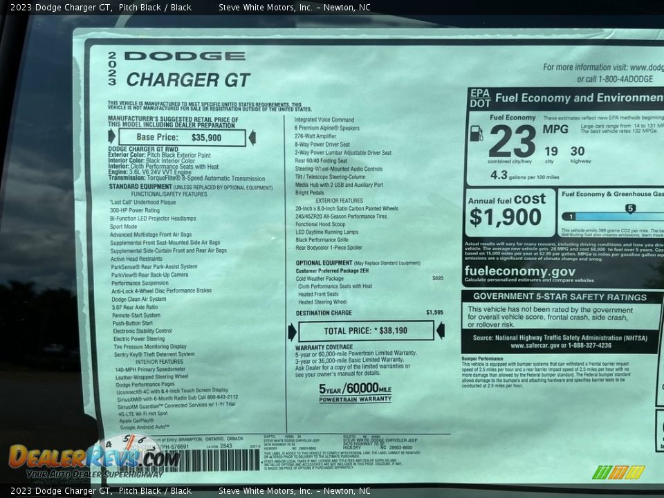 2023 Dodge Charger GT Window Sticker Photo #27