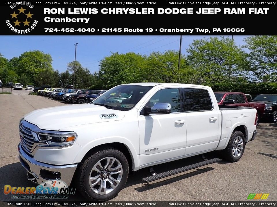 2023 Ram 1500 Long Horn Crew Cab 4x4 Ivory White Tri-Coat Pearl / Black/New Saddle Photo #1