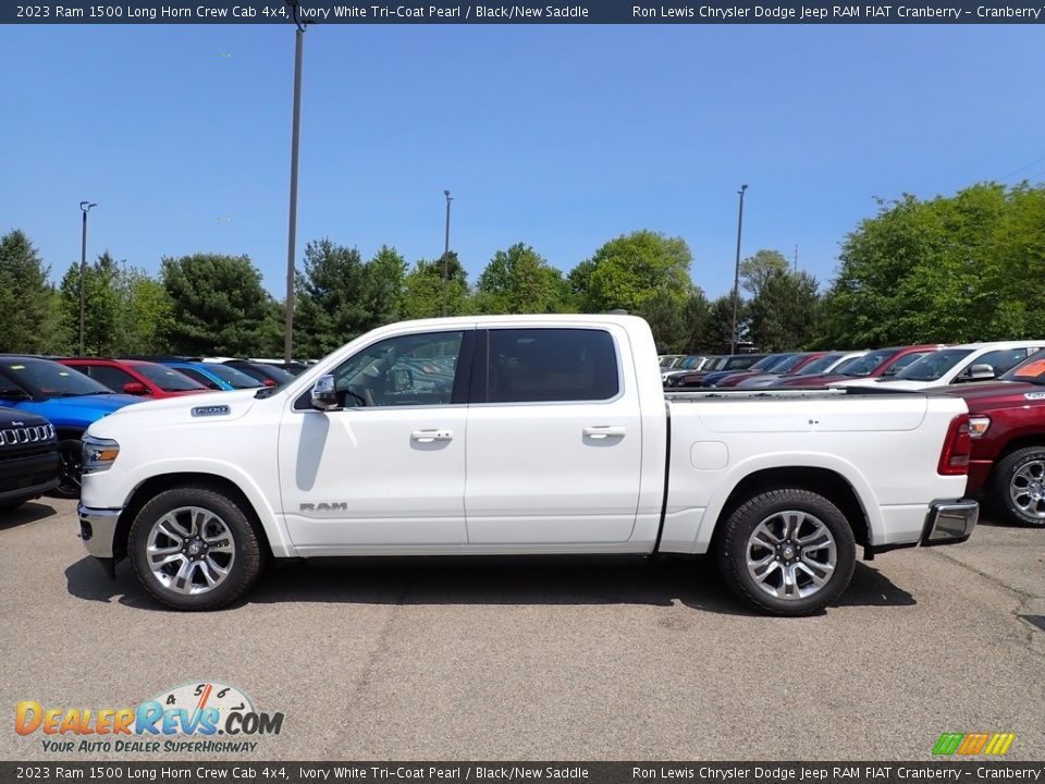 2023 Ram 1500 Long Horn Crew Cab 4x4 Ivory White Tri-Coat Pearl / Black/New Saddle Photo #2