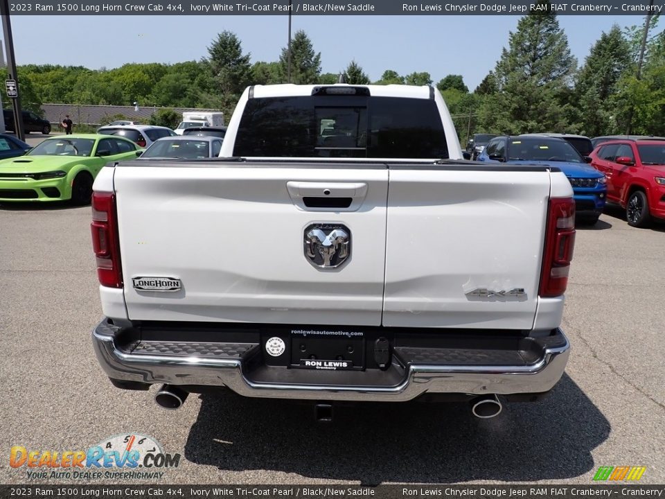 2023 Ram 1500 Long Horn Crew Cab 4x4 Ivory White Tri-Coat Pearl / Black/New Saddle Photo #4