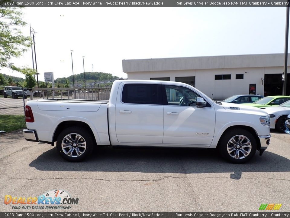 2023 Ram 1500 Long Horn Crew Cab 4x4 Ivory White Tri-Coat Pearl / Black/New Saddle Photo #6