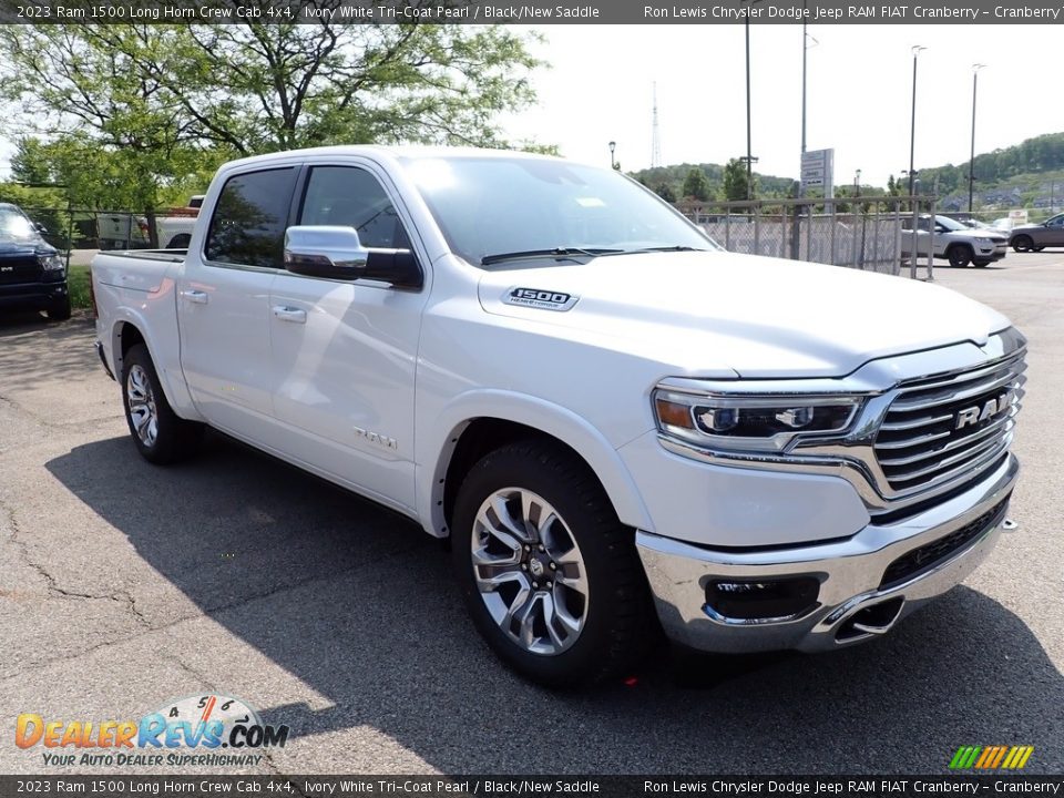 2023 Ram 1500 Long Horn Crew Cab 4x4 Ivory White Tri-Coat Pearl / Black/New Saddle Photo #7