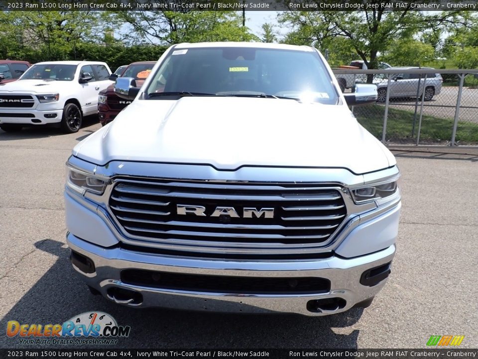 2023 Ram 1500 Long Horn Crew Cab 4x4 Ivory White Tri-Coat Pearl / Black/New Saddle Photo #8