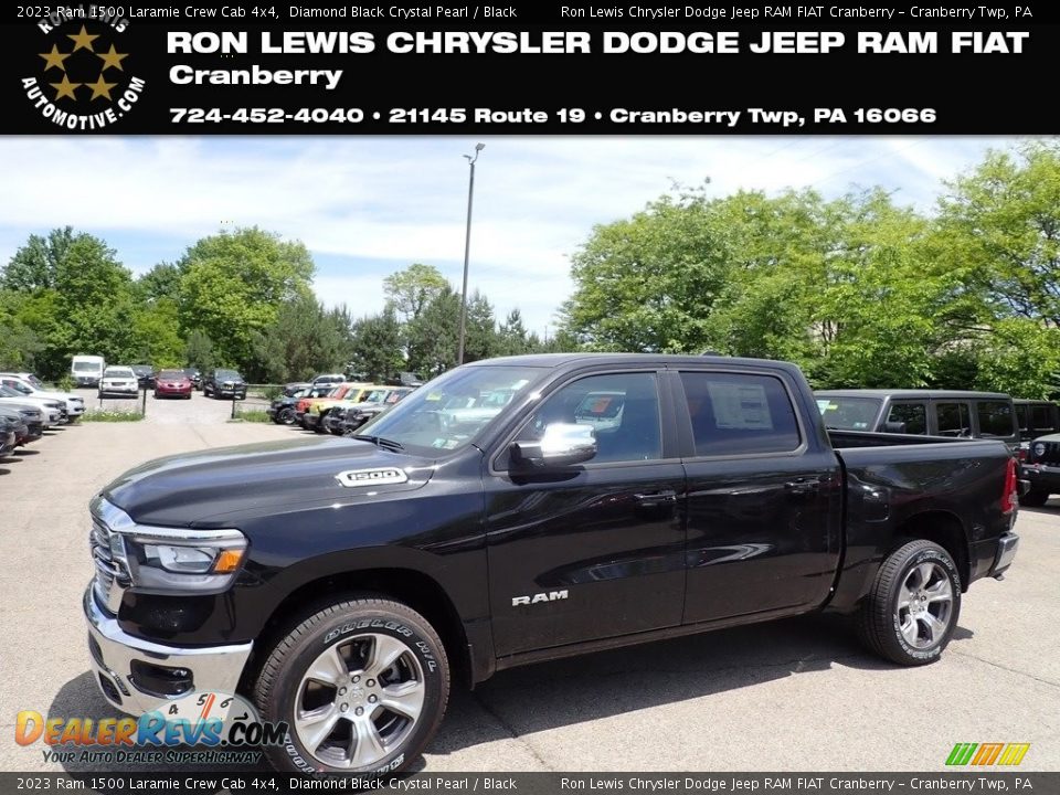 2023 Ram 1500 Laramie Crew Cab 4x4 Diamond Black Crystal Pearl / Black Photo #1