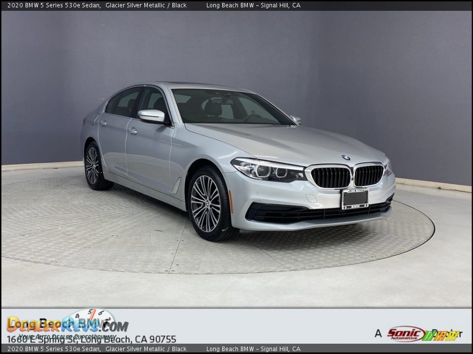 2020 BMW 5 Series 530e Sedan Glacier Silver Metallic / Black Photo #1