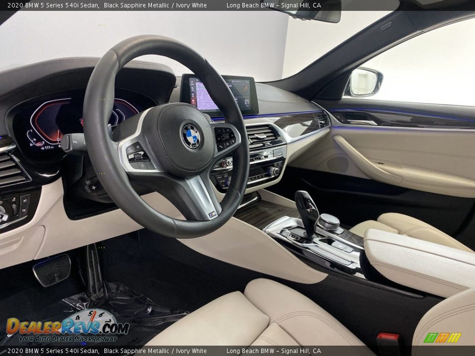 2020 BMW 5 Series 540i Sedan Black Sapphire Metallic / Ivory White Photo #15