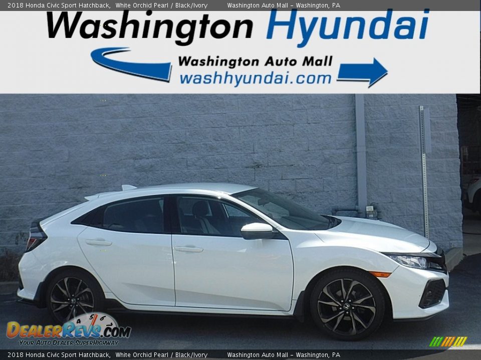 2018 Honda Civic Sport Hatchback White Orchid Pearl / Black/Ivory Photo #2