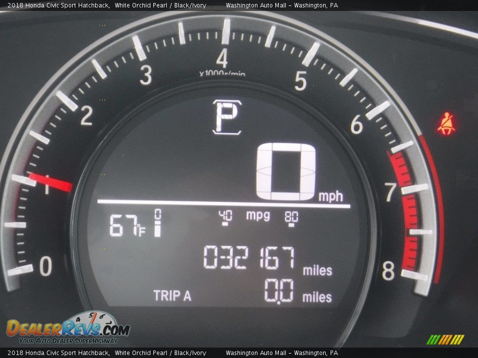 2018 Honda Civic Sport Hatchback White Orchid Pearl / Black/Ivory Photo #28