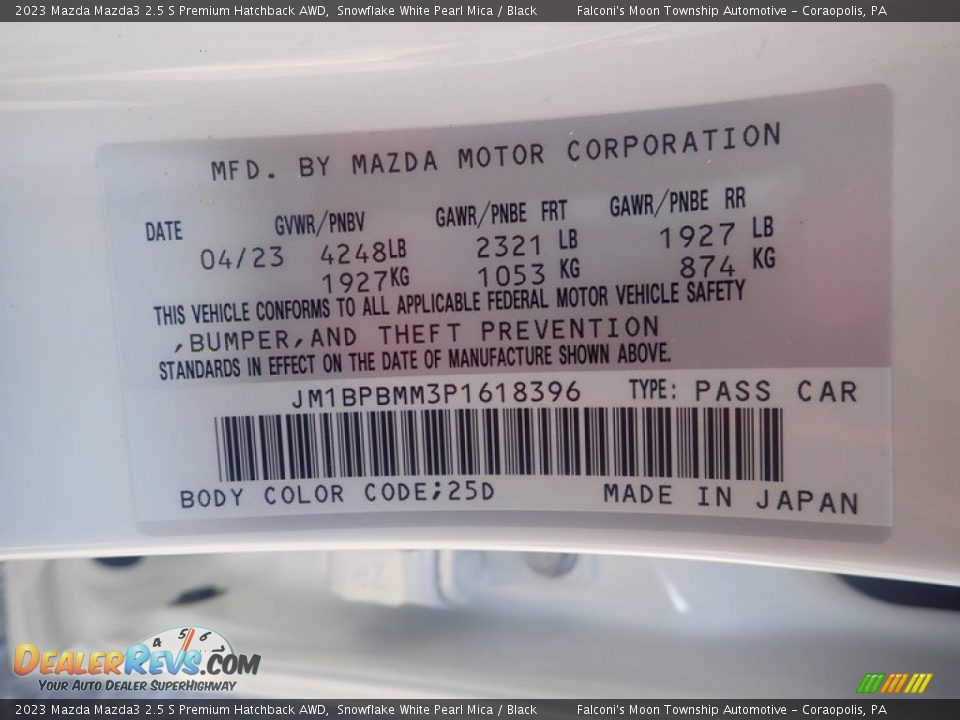 2023 Mazda Mazda3 2.5 S Premium Hatchback AWD Snowflake White Pearl Mica / Black Photo #18