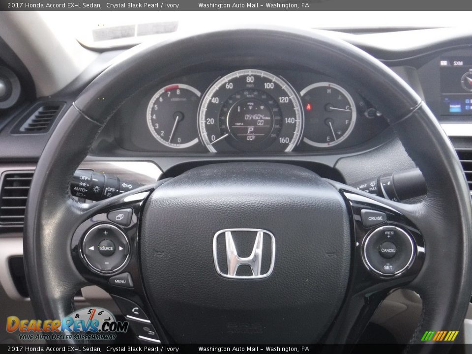 2017 Honda Accord EX-L Sedan Crystal Black Pearl / Ivory Photo #25