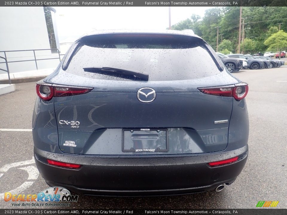 2023 Mazda CX-30 S Carbon Edition AWD Polymetal Gray Metallic / Red Photo #3