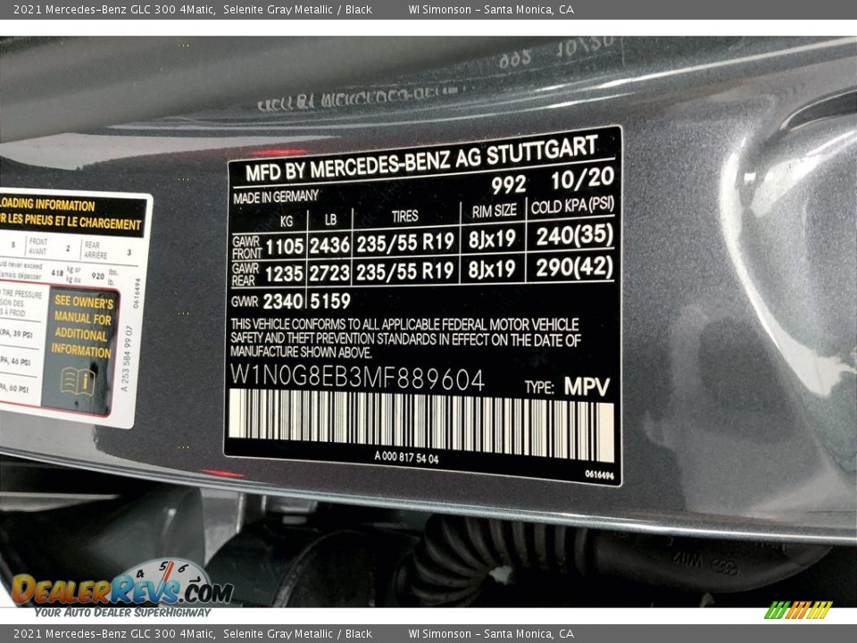2021 Mercedes-Benz GLC 300 4Matic Selenite Gray Metallic / Black Photo #32