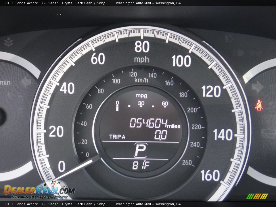 2017 Honda Accord EX-L Sedan Crystal Black Pearl / Ivory Photo #35