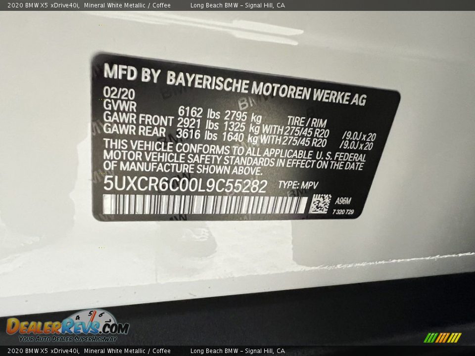 2020 BMW X5 xDrive40i Mineral White Metallic / Coffee Photo #23