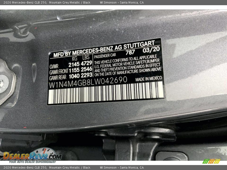 2020 Mercedes-Benz GLB 250 Mountain Grey Metallic / Black Photo #33
