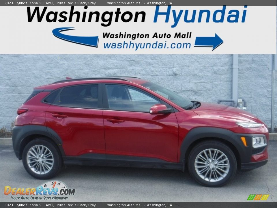 2021 Hyundai Kona SEL AWD Pulse Red / Black/Gray Photo #2