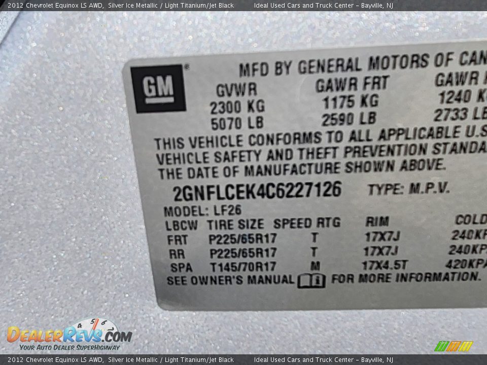 2012 Chevrolet Equinox LS AWD Silver Ice Metallic / Light Titanium/Jet Black Photo #29