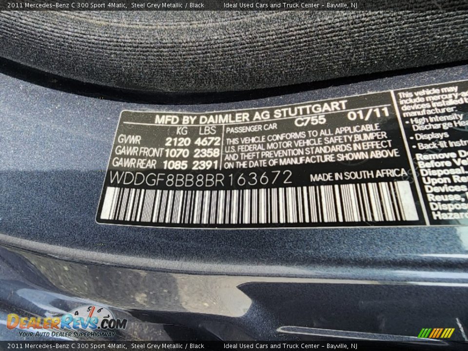 2011 Mercedes-Benz C 300 Sport 4Matic Steel Grey Metallic / Black Photo #25