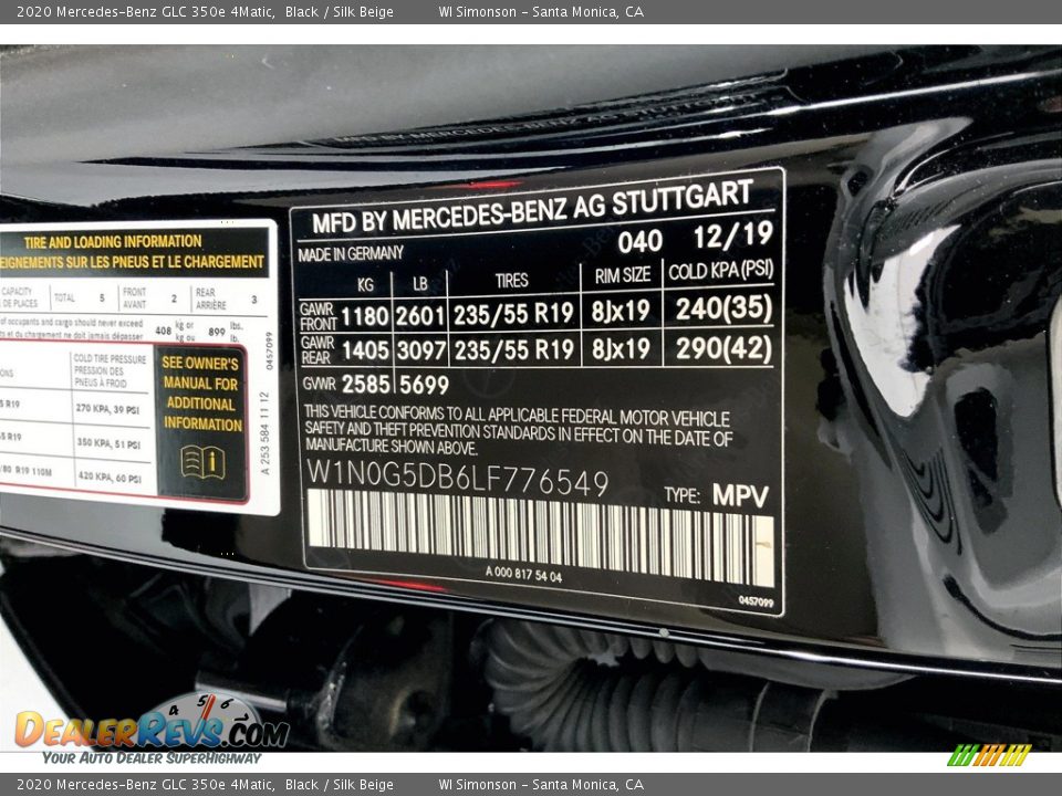 2020 Mercedes-Benz GLC 350e 4Matic Black / Silk Beige Photo #33