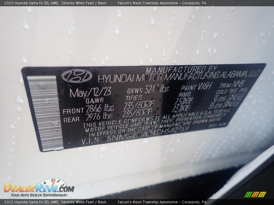 2023 Hyundai Santa Fe SEL AWD Serenity White Pearl / Black Photo #18