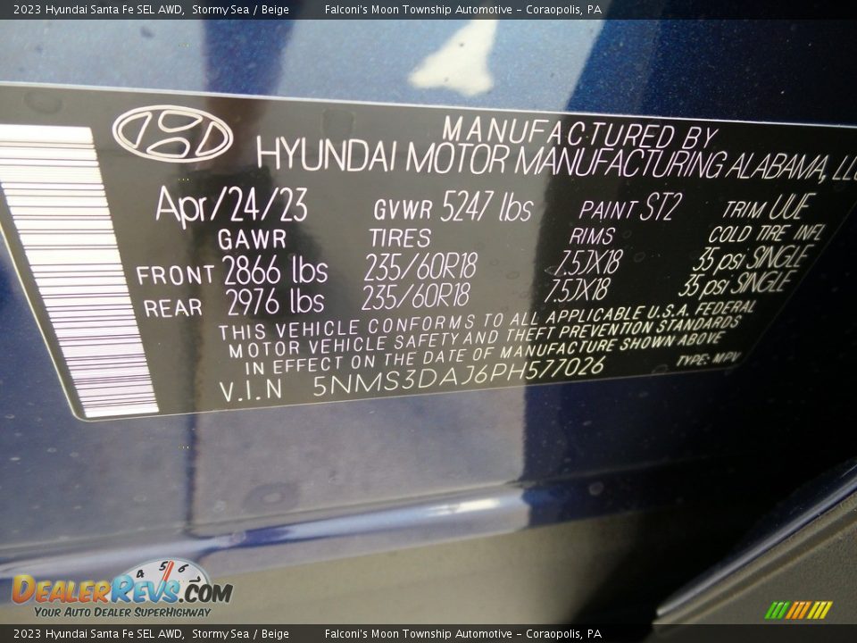 2023 Hyundai Santa Fe SEL AWD Stormy Sea / Beige Photo #18