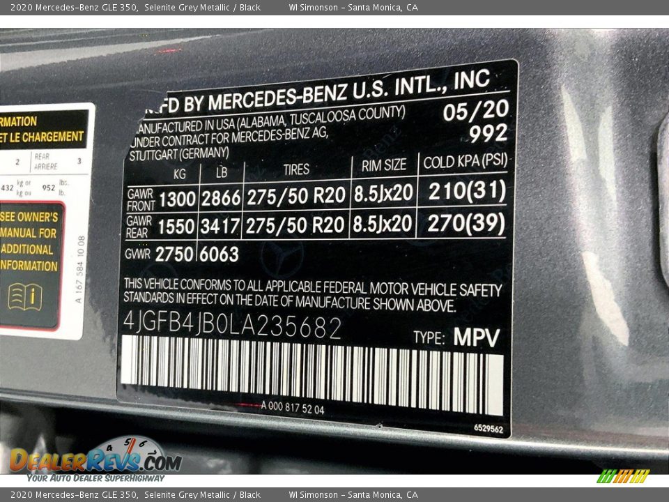2020 Mercedes-Benz GLE 350 Selenite Grey Metallic / Black Photo #33