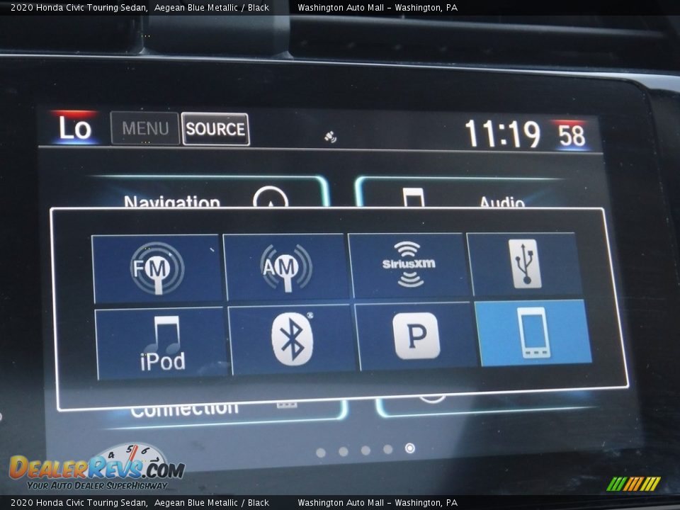 2020 Honda Civic Touring Sedan Aegean Blue Metallic / Black Photo #20