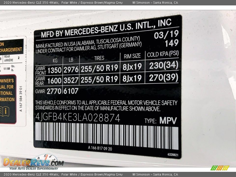 2020 Mercedes-Benz GLE 350 4Matic Polar White / Espresso Brown/Magma Grey Photo #33