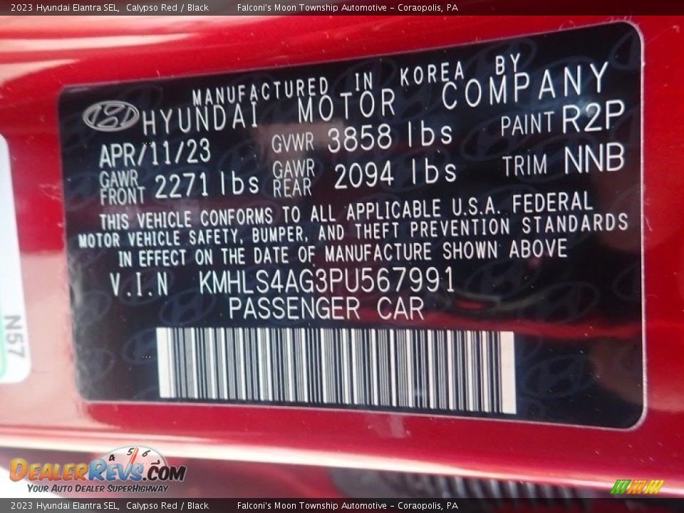 2023 Hyundai Elantra SEL Calypso Red / Black Photo #18