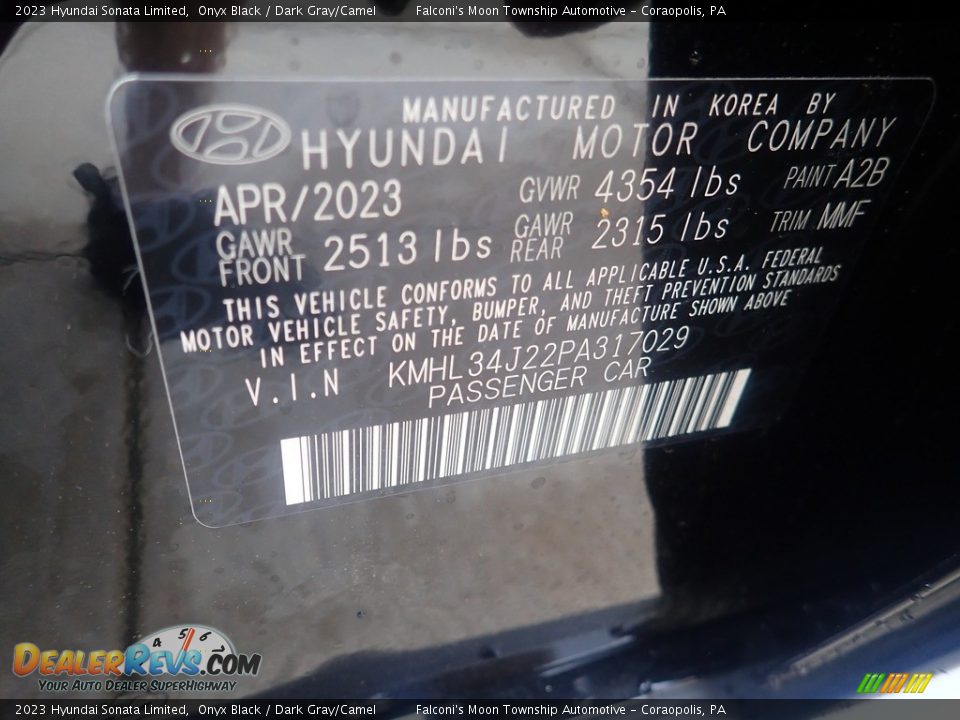 2023 Hyundai Sonata Limited Onyx Black / Dark Gray/Camel Photo #18
