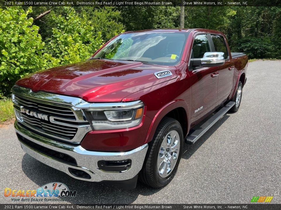 2021 Ram 1500 Laramie Crew Cab 4x4 Delmonico Red Pearl / Light Frost Beige/Mountain Brown Photo #2