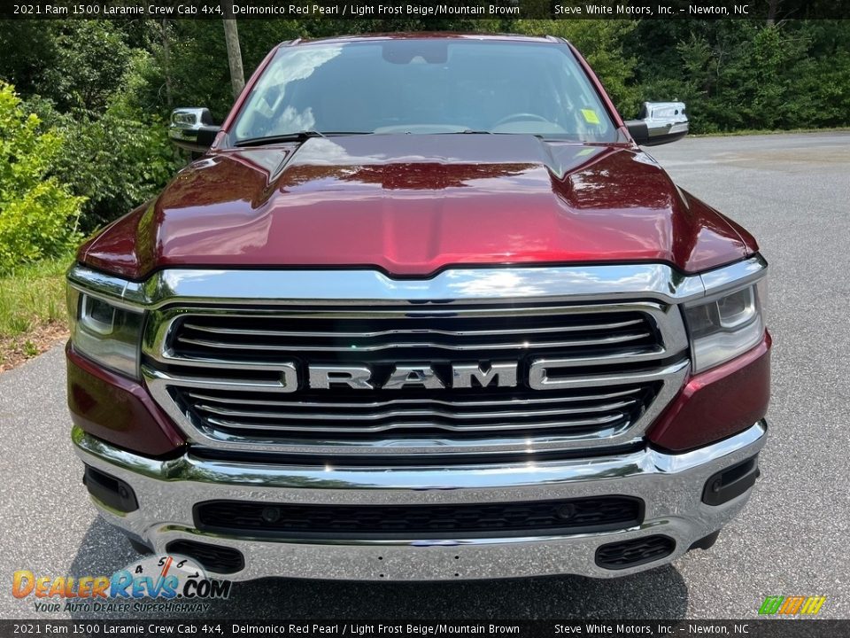 2021 Ram 1500 Laramie Crew Cab 4x4 Delmonico Red Pearl / Light Frost Beige/Mountain Brown Photo #3