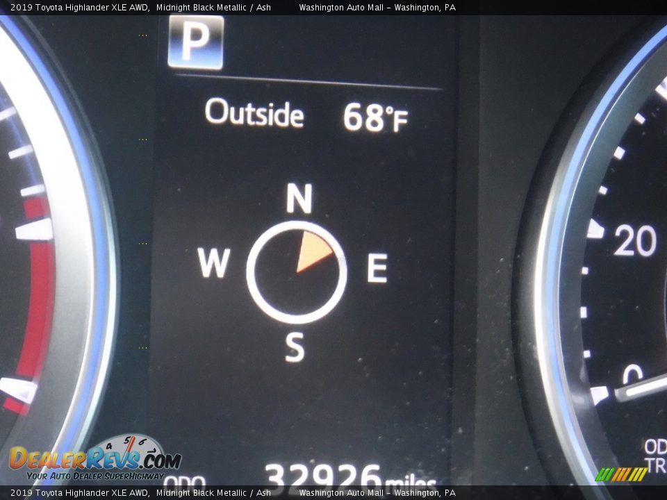 2019 Toyota Highlander XLE AWD Midnight Black Metallic / Ash Photo #36