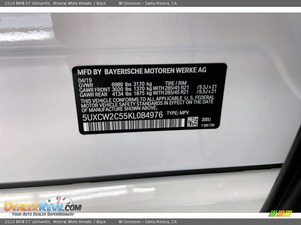 2019 BMW X7 xDrive40i Mineral White Metallic / Black Photo #33