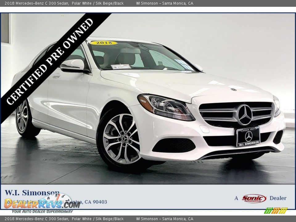 2018 Mercedes-Benz C 300 Sedan Polar White / Silk Beige/Black Photo #1